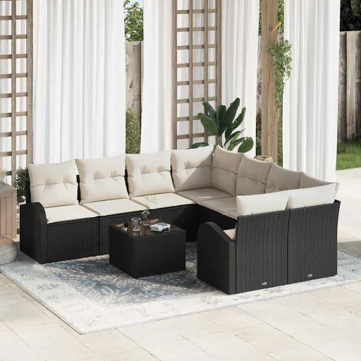 Conjunto de Sofá de Jardim Preto 55 x 55 x 37 cm Vime PE