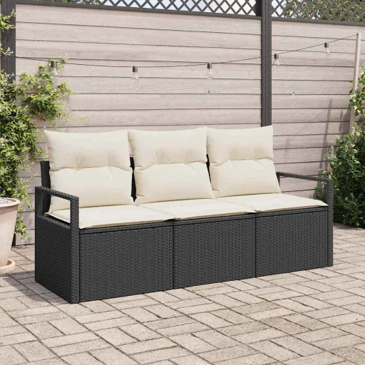 Conjunto de Sofás   Preto Vime PE (3 pcs)
