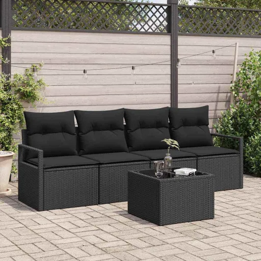 Conjunto de Sofás   Preto Vime PE (5 pcs)