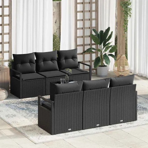 Conjunto de Sofás   Preto Vime PE (7 pcs)