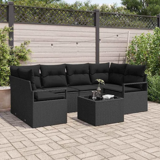 Conjunto de Sofás   Preto Vime PE (7 pcs)