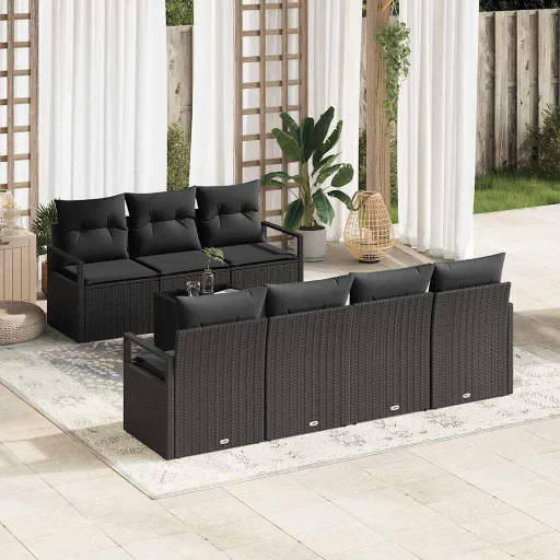 Conjunto de Sofás   Preto Vime PE (8 pcs)