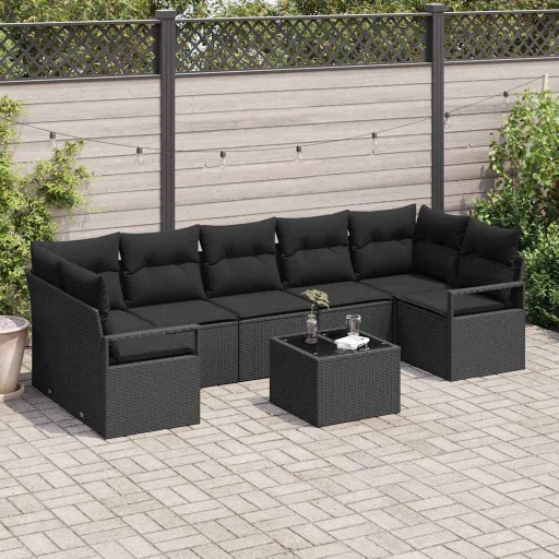 Conjunto de Sofás   Preto Vime PE (8 pcs)