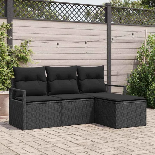 Conjunto de Sofás   Preto Vime PE (4 pcs)