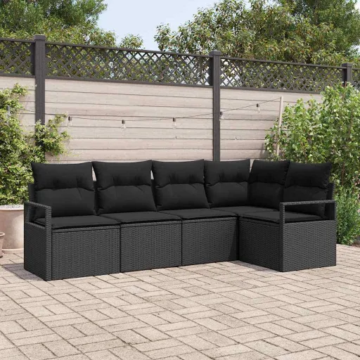 Conjunto de Sofás   Preto Vime PE (5 pcs)