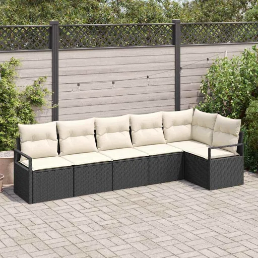 Conjunto de Sofás   Preto Vime PE (6 pcs)