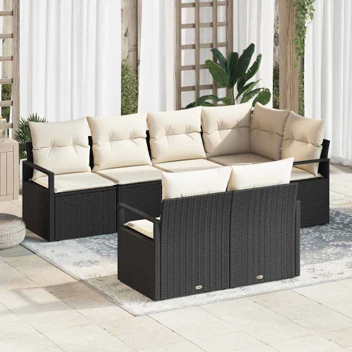Conjunto de Sofás   Preto Vime PE (7 pcs)