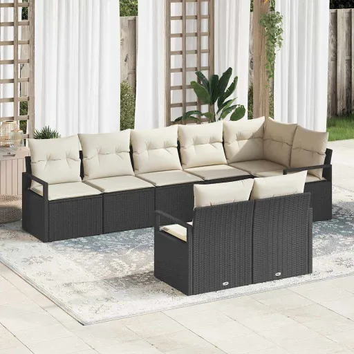 Conjunto de Sofás   Preto Vime PE (8 pcs)