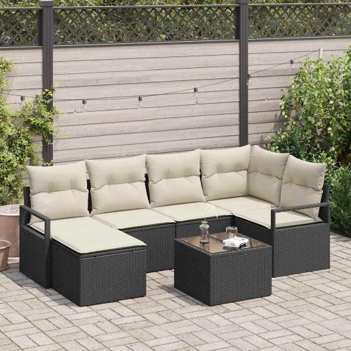 Conjunto de Sofás   Preto Vime PE (7 pcs)