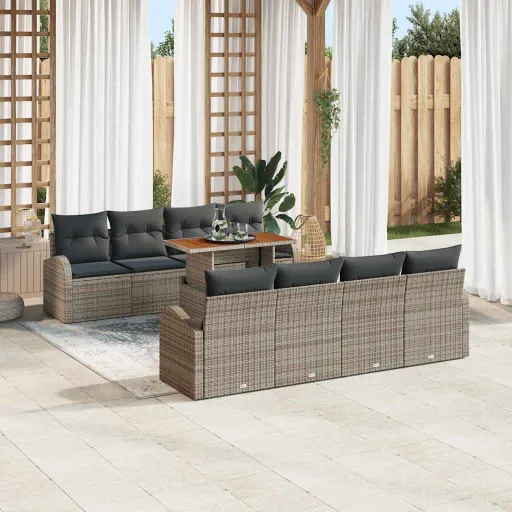 Conjunto de Sofá de Jardim com Almofada   Cinzeto (7 pcs)