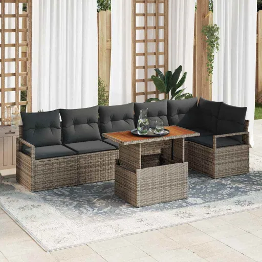 Conjunto de Sofá de Jardim 7 Unid. 6-Número de Lugares