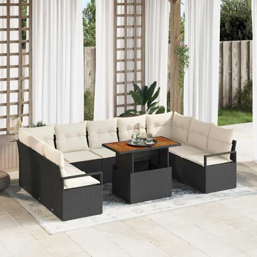 Conjunto de Sofá de Jardim 10 Unid. 9-Número de Lugares