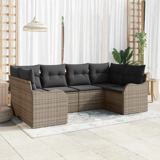 Conjunto de Sofá de Jardim   Cinzeto Rattan Sintético (6 pcs)