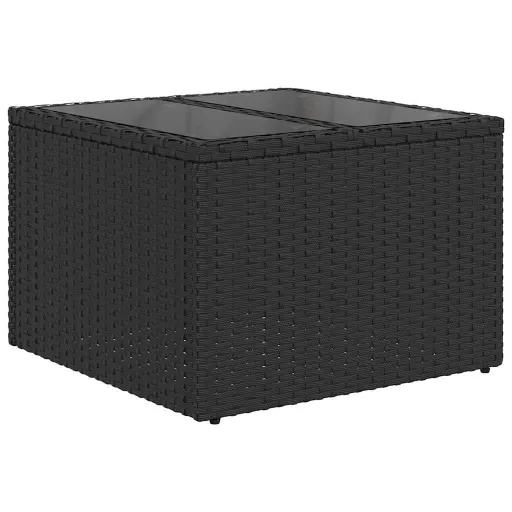 Conjunto de Sofá de Jardim com Almofada   Preto e Creme (8 pcs)