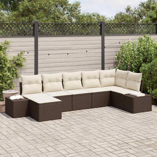 Conjunto de Sofá de Jardim   Castanho Rattan Sintético (7 pcs)