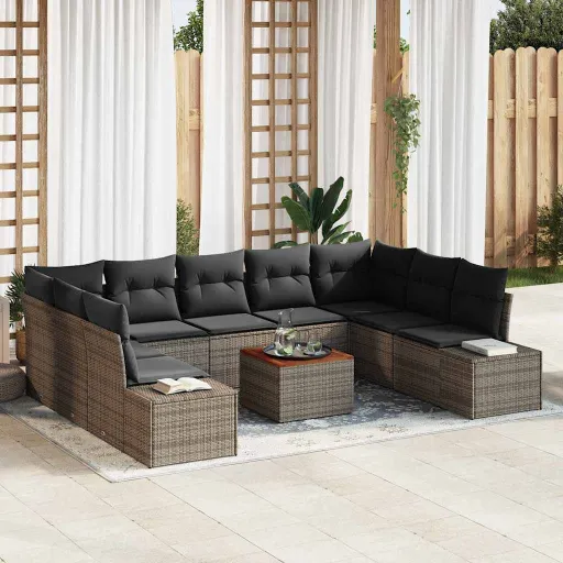 Conjunto de Sofá de Jardim   Cinzeto (10 pcs)