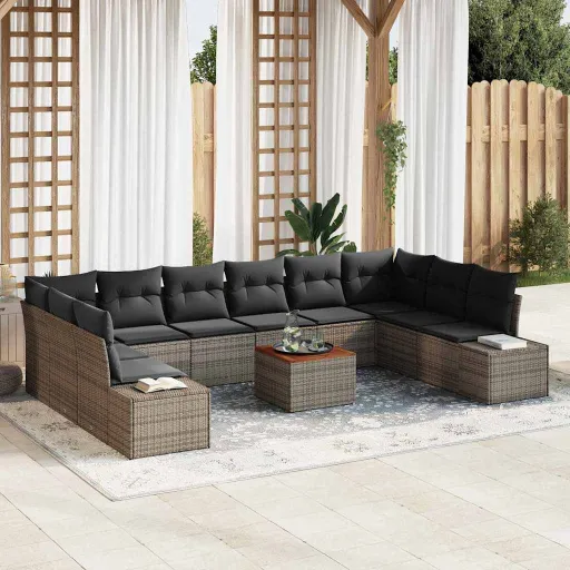 Conjunto de Sofá de Jardim   Cinzeto (11 pcs)