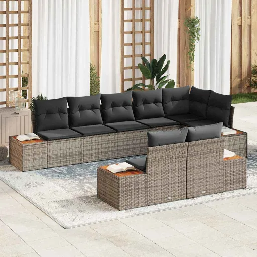 Conjunto de Sofá de Jardim   Cinzeto Polirattan (8 pcs)