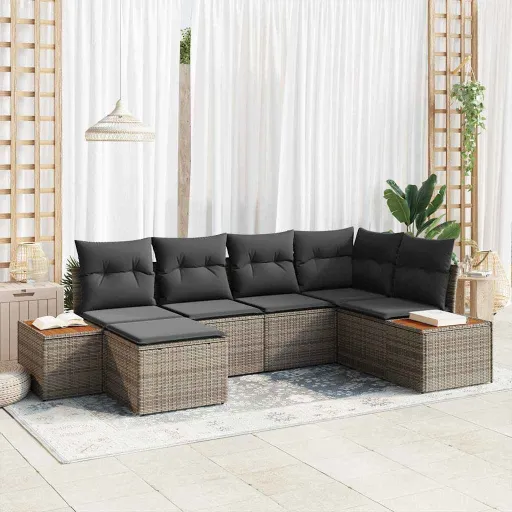 Conjunto de Sofá de Jardim   Cinzeto Polirattan (7 pcs)