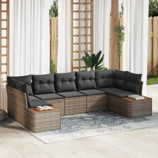 Conjunto de Sofá de Jardim   Cinzeto Polirattan (7 pcs)