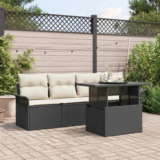 Conjunto de Sofá de Jardim   Preto Rattan de Polipropileno (5 pcs)