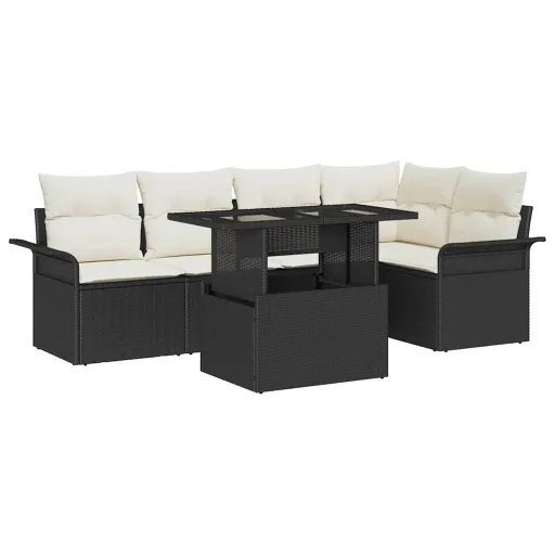 Conjunto de Sofá de Jardim   Preto Rattan Sintético (6 pcs)