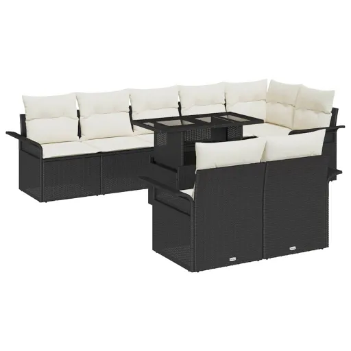 Conjunto de Sofá de Jardim   Preto Rattan Sintético (9 pcs)