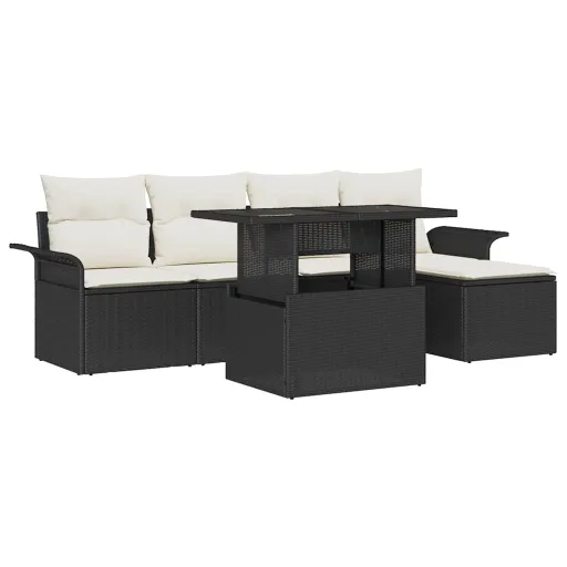 Conjunto de Sofá de Jardim   Preto Rattan Sintético (8 pcs)