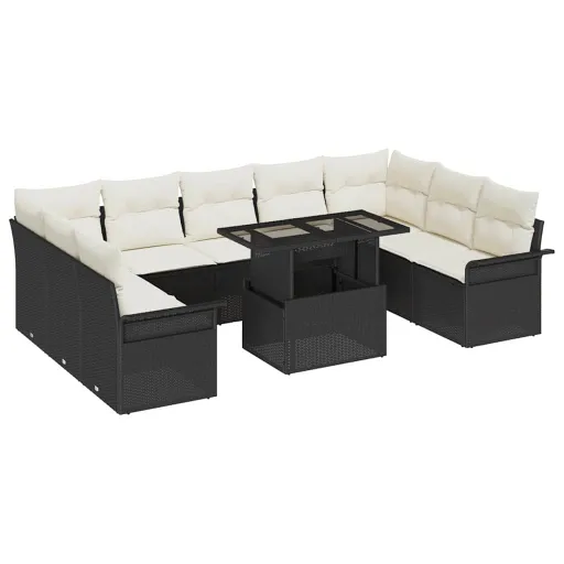Conjunto de Sofá de Jardim   Preto Rattan de Polipropileno (10 pcs)