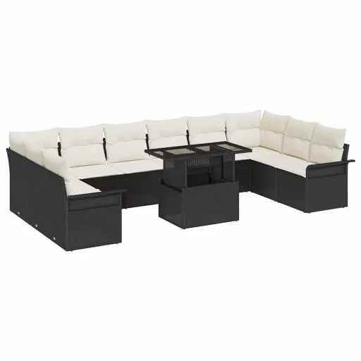 Conjunto de Sofá de Jardim   Preto Rattan de Polipropileno (11 pcs)