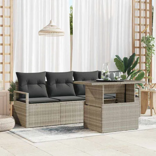 Conjunto de Sofá de Jardim   Cinzento-Claro (5 pcs)