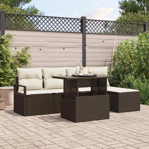 Conjunto de Sofá de Jardim   Castanho Rattan Sintético (6 pcs)