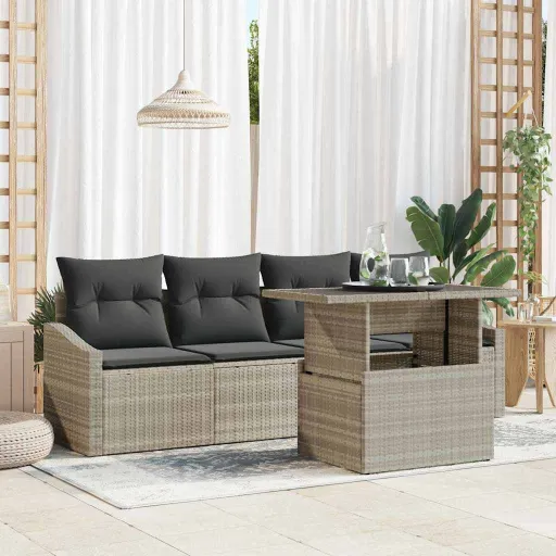 Conjunto de Sofá de Jardim   Cinzento-Claro (5 pcs)