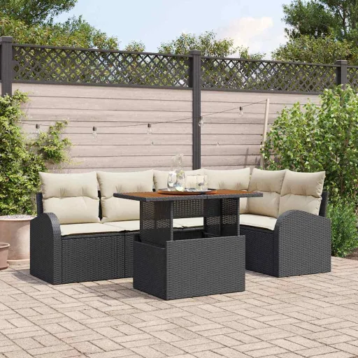 Conjunto de Sofá de Jardim   Preto Rattan Sintético (6 pcs)
