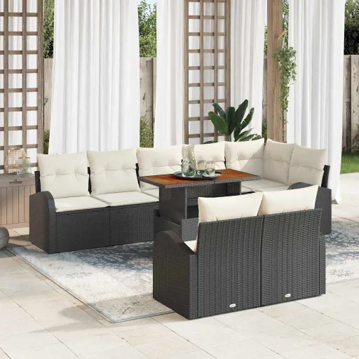 Conjunto de Sofá de Jardim   Preto Rattan Sintético (9 pcs)