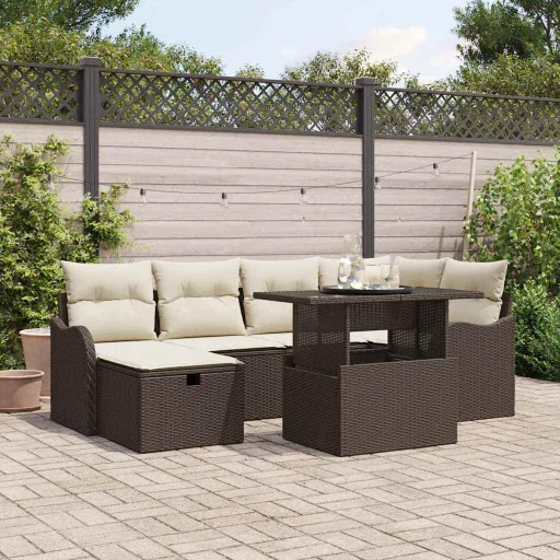 Conjunto de Sofá de Jardim   Castanho Rattan Sintético (7 pcs)