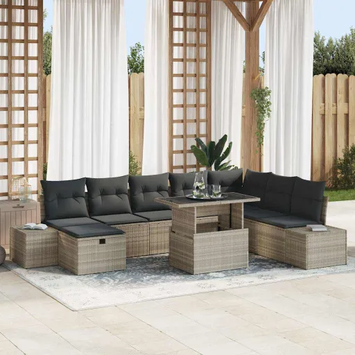 Conjunto de Sofá de Jardim   Cinzento-Claro (11 pcs)