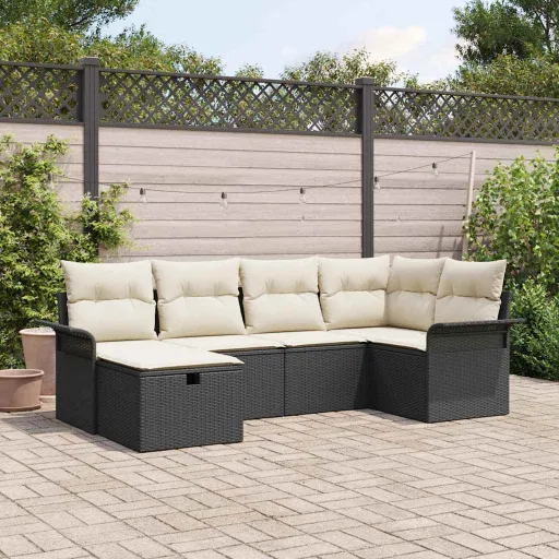 Conjunto de Sofá de Jardim com Almofada   Rattan Sintético (6 pcs)