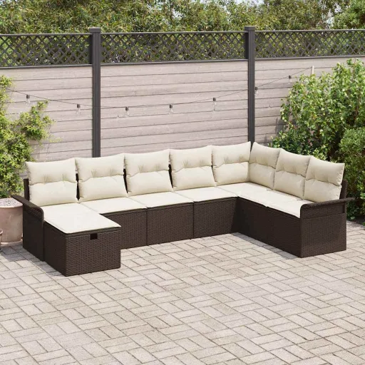 Conjunto de Sofá de Jardim   Castanho Rattan Sintético (8 pcs)