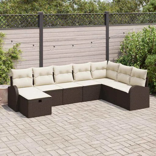 Conjunto de Sofá de Jardim   Castanho Rattan Sintético (8 pcs)