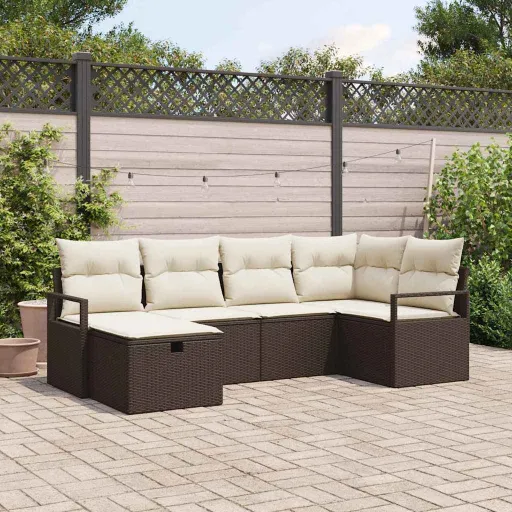 Conjunto de Sofá de Jardim   Castanho Rattan Sintético (6 pcs)