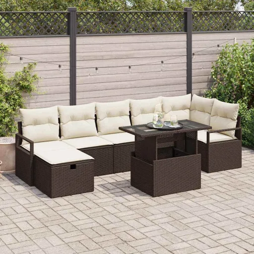 Conjunto de Sofá de Jardim   Castanho Rattan Sintético (8 pcs)