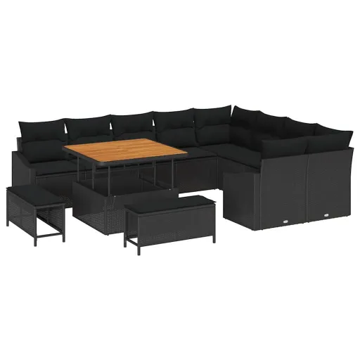 Conjunto de Sofá de Jardim   Preto Rattan Sintético (12 pcs)