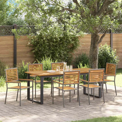 Conjunto de Jantar para Jardim   Cinzeto (7 pcs)
