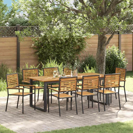 Conjunto de Jantar para Jardim   Preto (9 pcs)