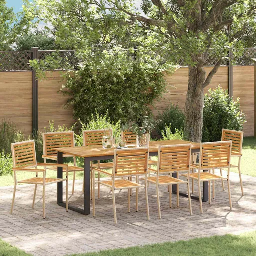 Conjunto de Jantar para Jardim   Bege (9 pcs)