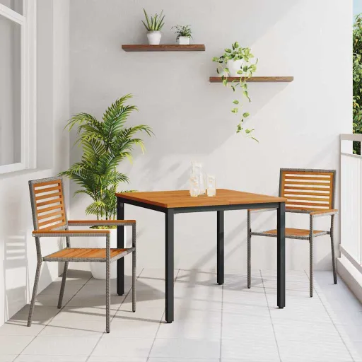 Conjunto de Jantar para Jardim   Cinzeto 90 x 90 x 75 cm (3 pcs)