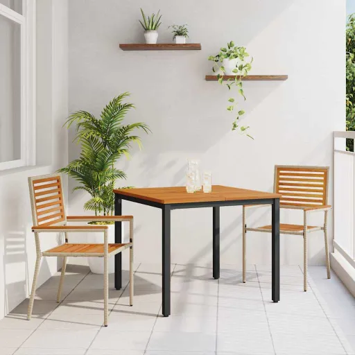 Conjunto de Jantar para Jardim   Bege e Marrom (3 pcs)