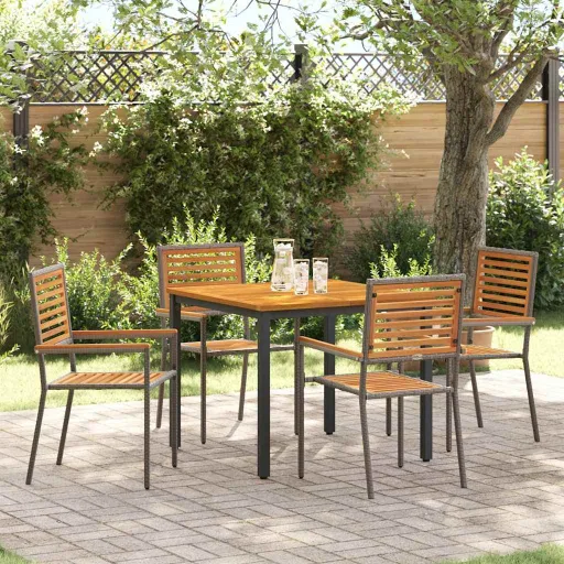 Conjunto de Jantar para Jardim   Cinzeto 90 x 90 x 75 cm (5 pcs)