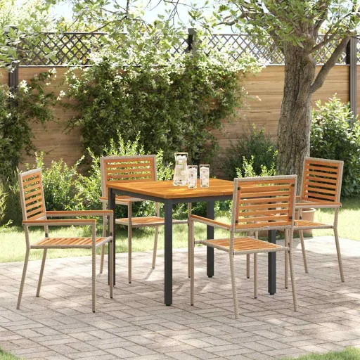 Conjunto de Jantar para Jardim   Bege 90 x 90 x 75 cm (5 pcs)